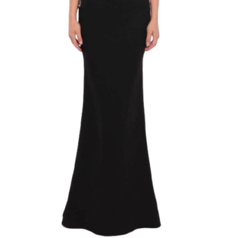 Tarik Ediz Black Silver Lace Applique Evening Gown Prom Gala Pageant 12 - Picture 2 of 16